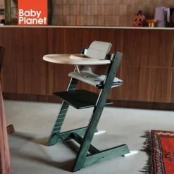 Stokke Meegroeistoelen * Tripp Trapp Stoel Marble Green Bundel met BabySet² en Tray - Vanilla White Groen