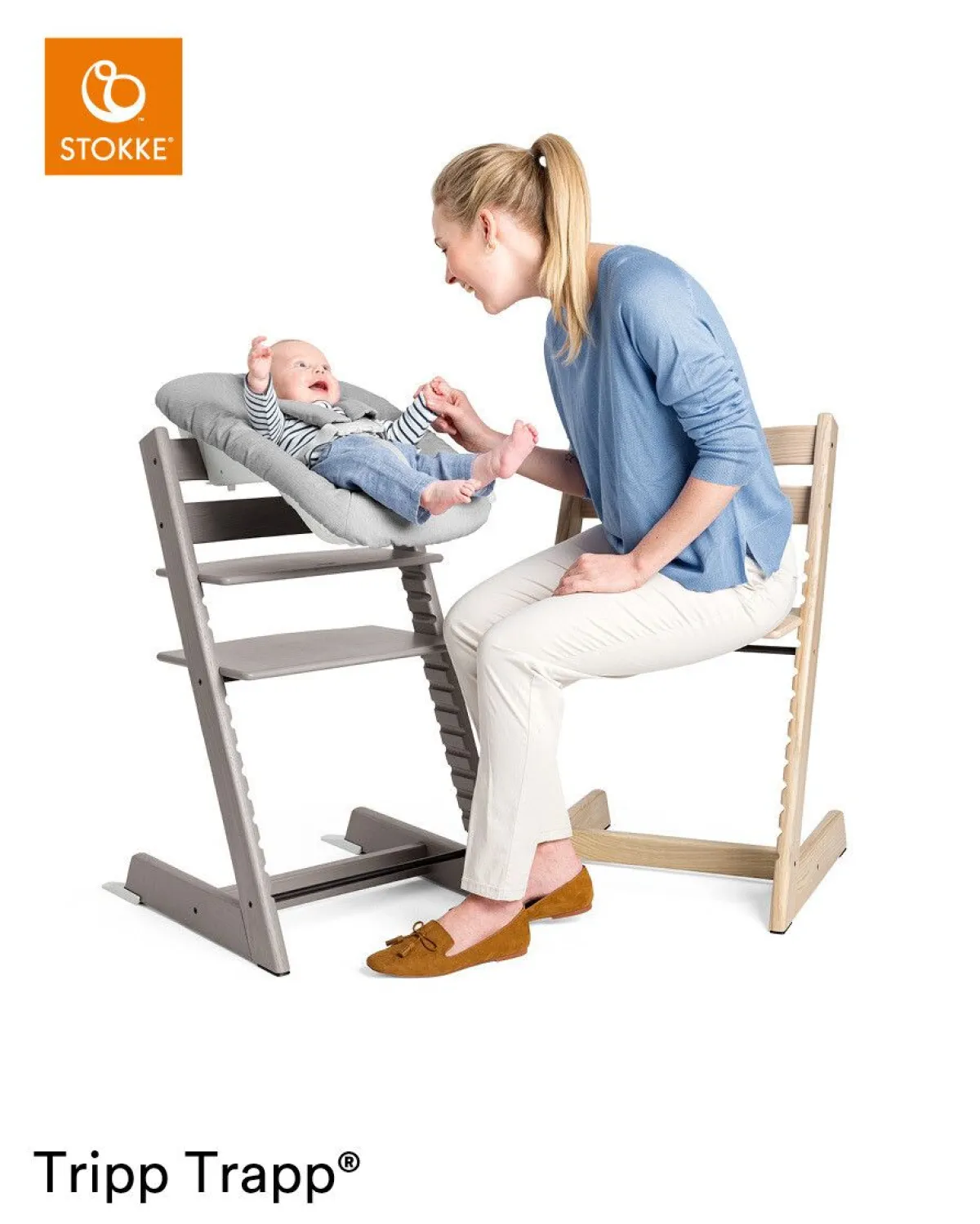 Stokke Meegroeistoelen * Tripp Trapp Storm Grey + Newborn Set Grijs