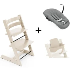 Stokke Meegroeistoelen * Tripp Trapp Vanilla White + Newborn Set Anthracite Wit