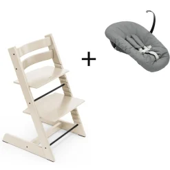 Stokke Meegroeistoelen * Tripp Trapp Vanilla White + Newborn Set Anthracite Wit