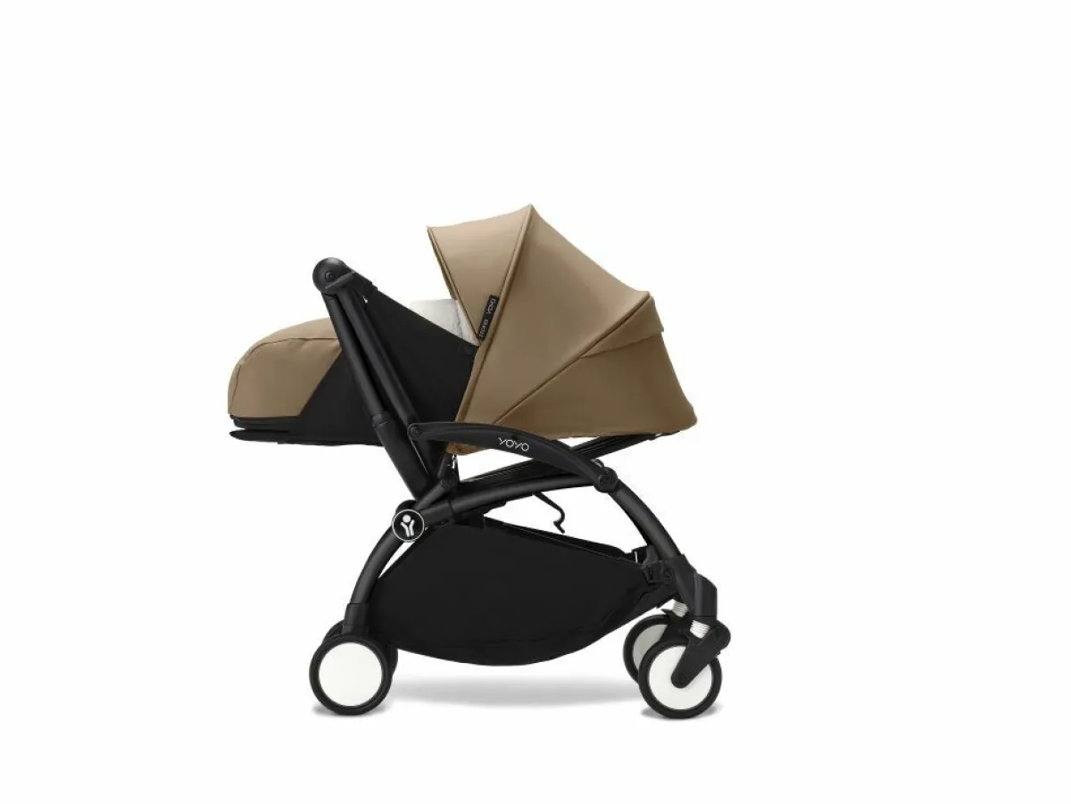 Stokke Combi Kinderwagens|Compacte Kinderwagens * YOYO³ Kinderwagen Compleet met 0+ Newborn Pack Toffee – Black Frame Bruin
