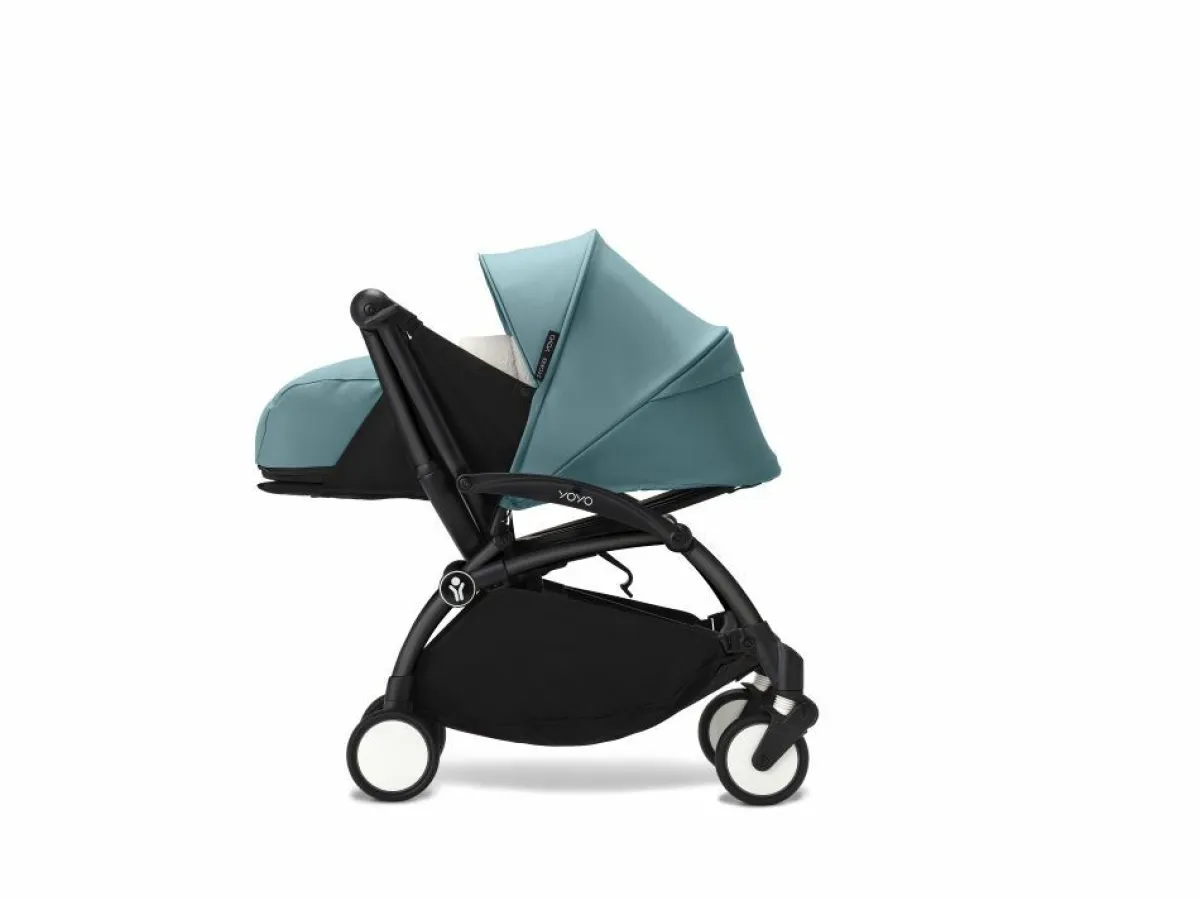 Stokke Combi Kinderwagens|Compacte Kinderwagens * YOYO³ Kinderwagen Compleet met 0+ Newborn Pack Aqua – Black Frame Blauw