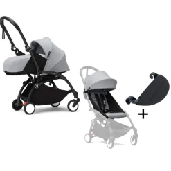 Stokke Combi Kinderwagens|Compacte Kinderwagens * YOYO³ Kinderwagen Compleet met 0+ Newborn Pack Stone – Black Frame Grijs