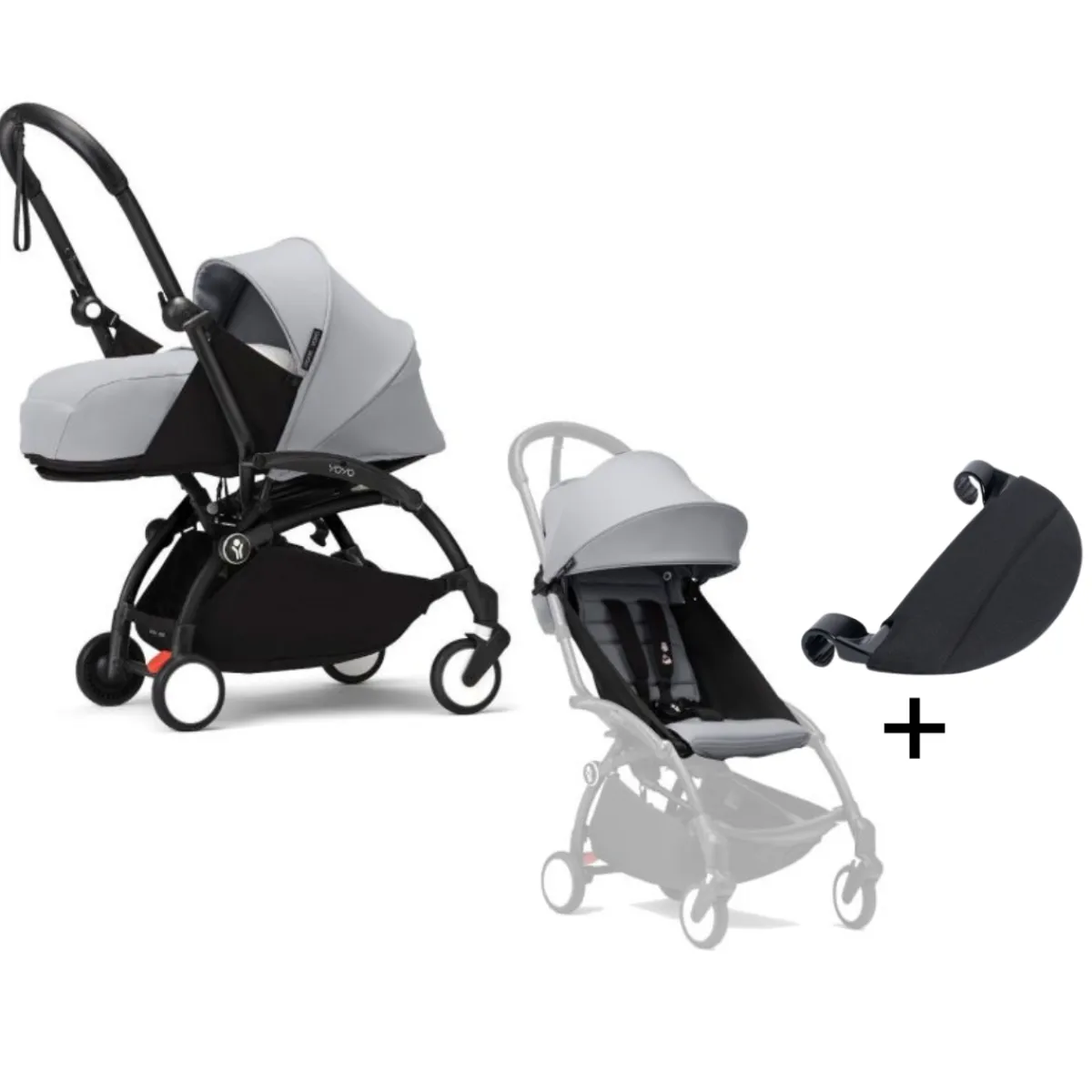 Stokke Combi Kinderwagens|Compacte Kinderwagens * YOYO³ Kinderwagen Compleet met 0+ Newborn Pack Stone – Black Frame Grijs