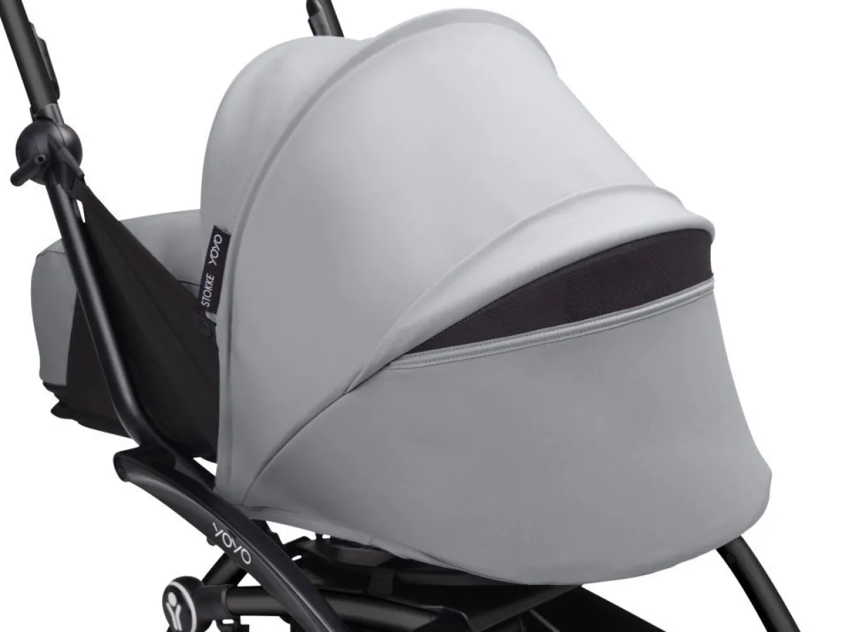 Stokke Combi Kinderwagens|Compacte Kinderwagens * YOYO³ Kinderwagen Compleet met 0+ Newborn Pack Stone – Black Frame Grijs