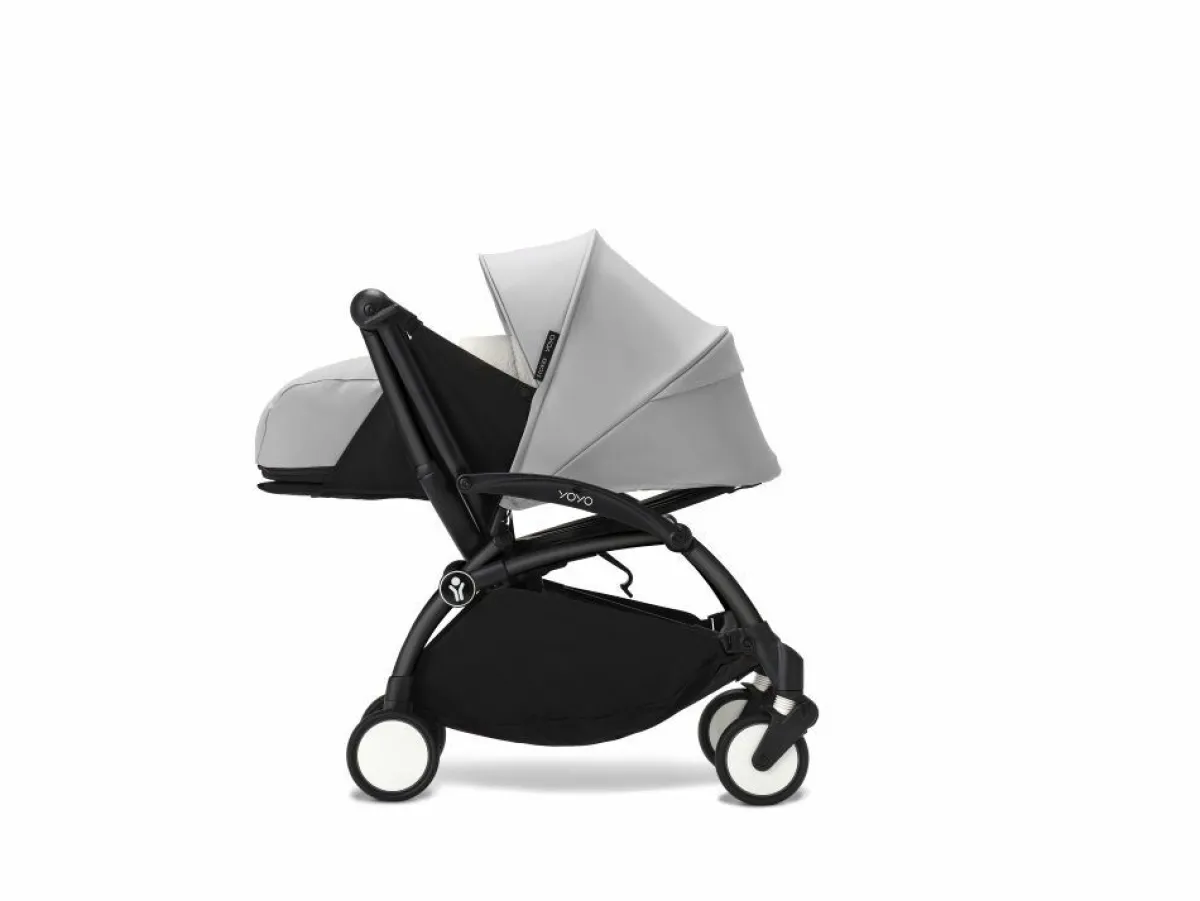 Stokke Combi Kinderwagens|Compacte Kinderwagens * YOYO³ Kinderwagen Compleet met 0+ Newborn Pack Stone – Black Frame Grijs