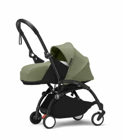 Stokke Combi Kinderwagens|Compacte Kinderwagens * YOYO³ Kinderwagen Compleet met 0+ Newborn Pack Olive – Black Frame Groen