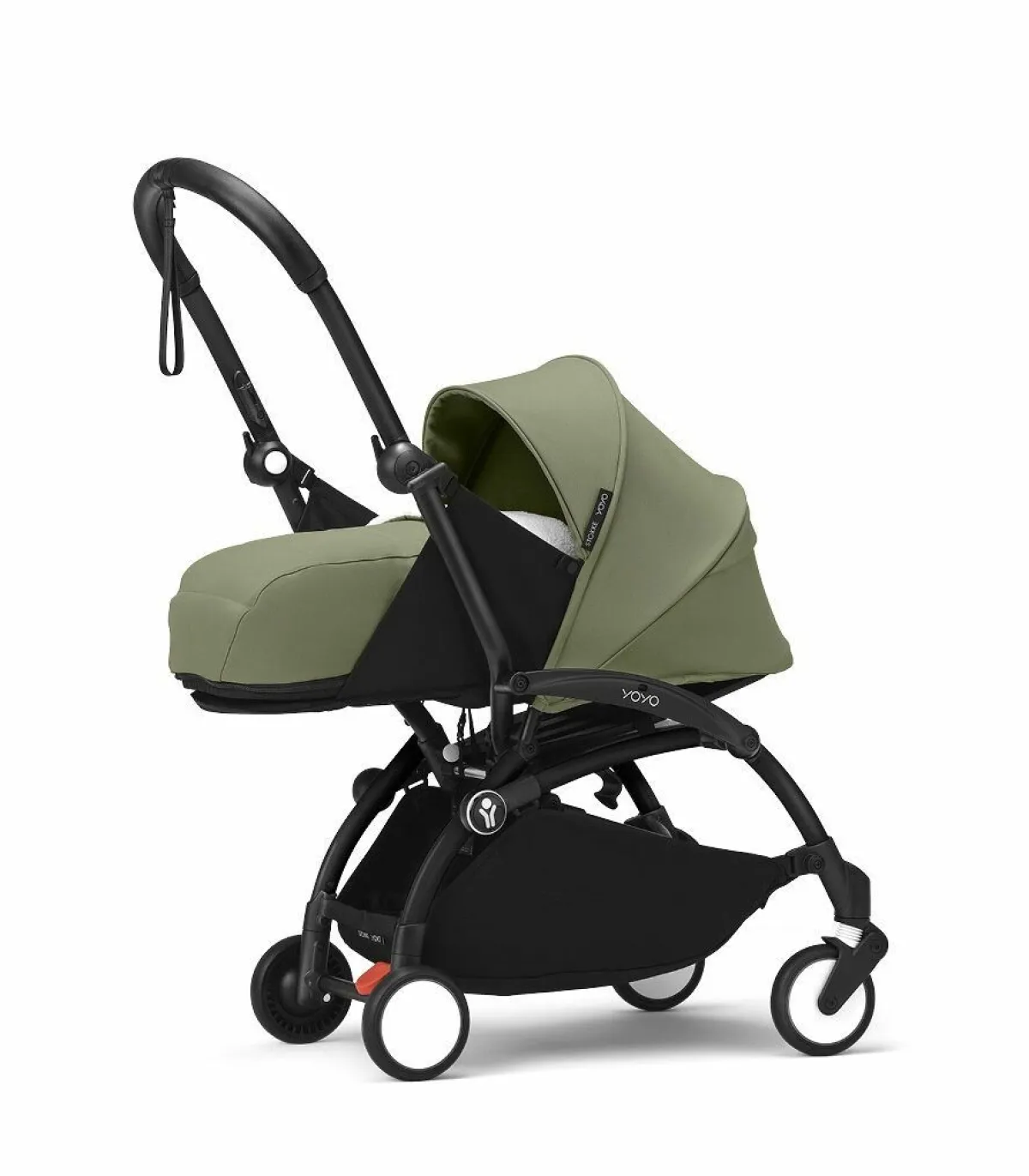Stokke Combi Kinderwagens|Compacte Kinderwagens * YOYO³ Kinderwagen Compleet met 0+ Newborn Pack Olive – Black Frame Groen