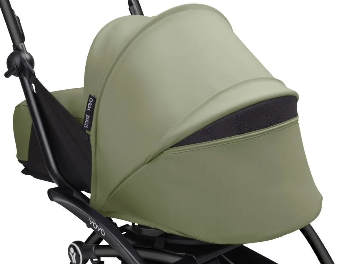 Stokke Combi Kinderwagens|Compacte Kinderwagens * YOYO³ Kinderwagen Compleet met 0+ Newborn Pack Olive – Black Frame Groen