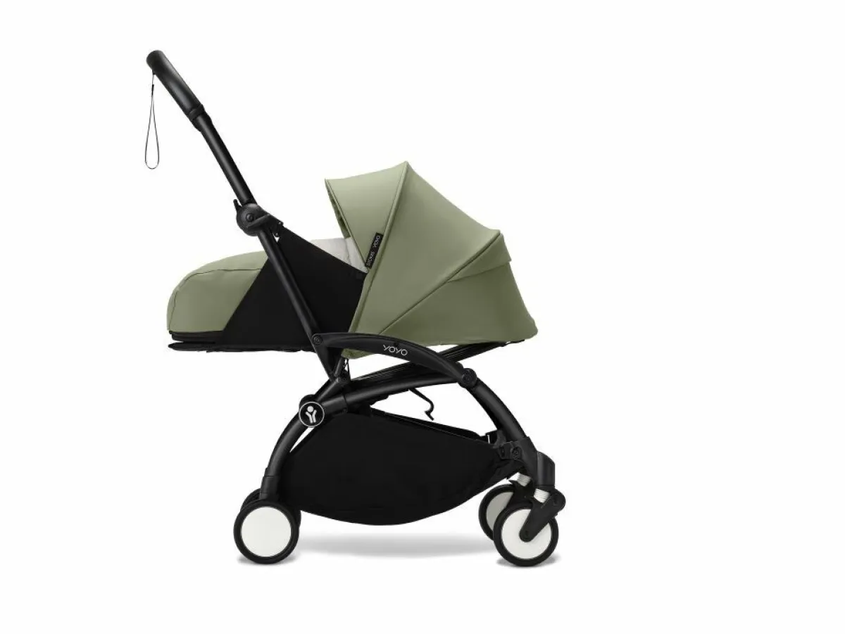 Stokke Combi Kinderwagens|Compacte Kinderwagens * YOYO³ Kinderwagen Compleet met 0+ Newborn Pack Olive – Black Frame Groen