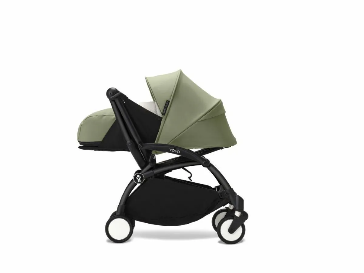Stokke Combi Kinderwagens|Compacte Kinderwagens * YOYO³ Kinderwagen Compleet met 0+ Newborn Pack Olive – Black Frame Groen