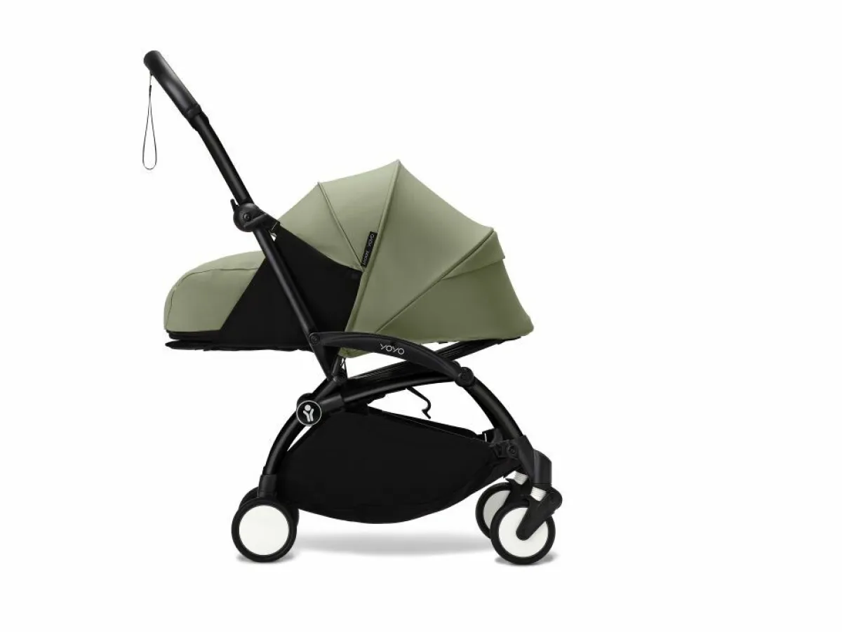 Stokke Combi Kinderwagens|Compacte Kinderwagens * YOYO³ Kinderwagen Compleet met 0+ Newborn Pack Olive – Black Frame Groen