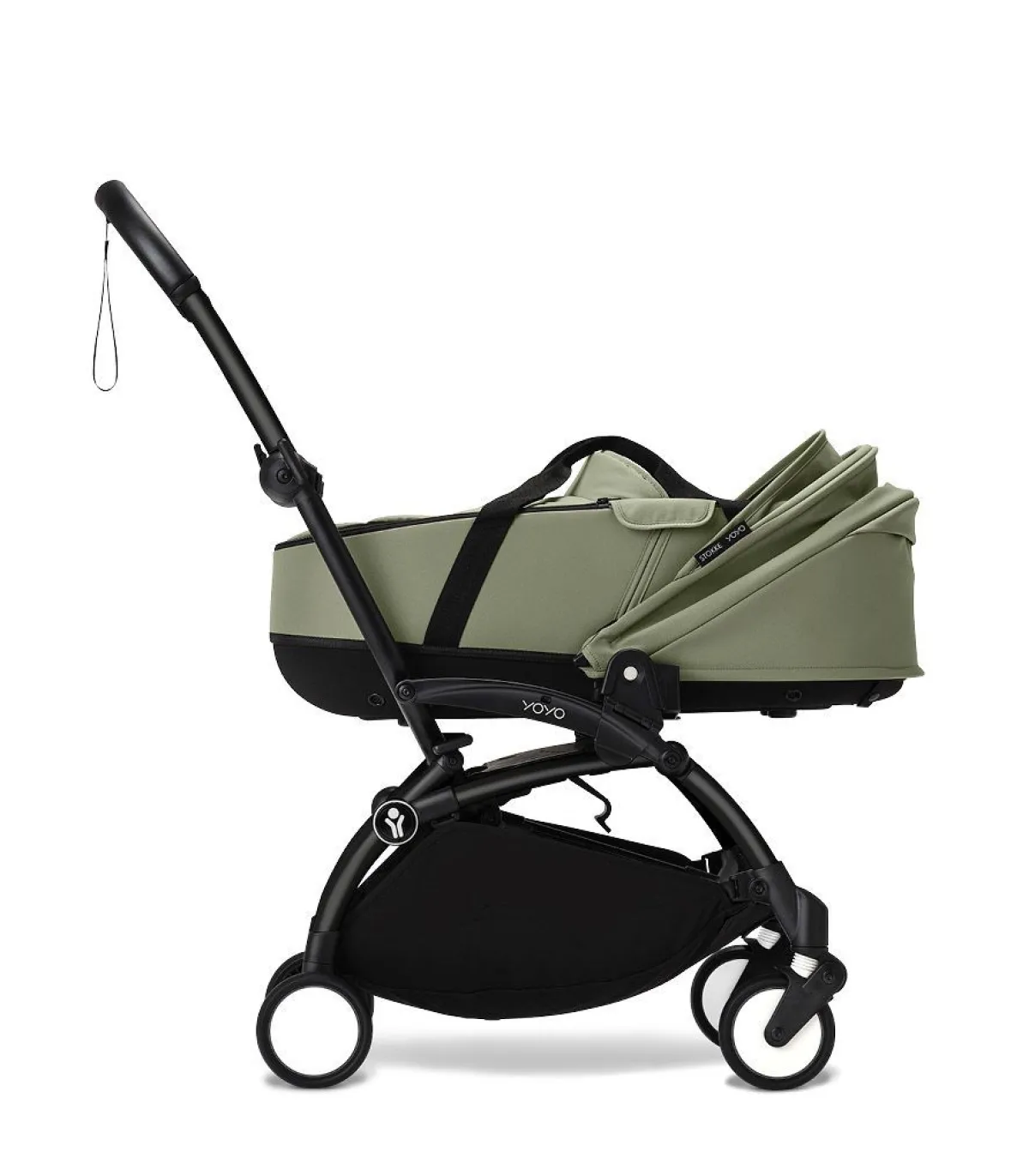 Stokke Combi Kinderwagens|Compacte Kinderwagens * YOYO³ Kinderwagen Compleet met 0+ Newborn Pack Olive – Black Frame Groen