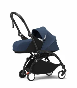 Stokke Combi Kinderwagens|Compacte Kinderwagens * YOYO³ Kinderwagen Compleet met 0+ Newborn Pack Air France Blue– Black Frame Blauw