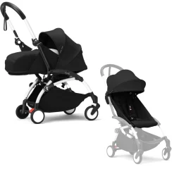 Stokke Combi Kinderwagens|Compacte Kinderwagens * YOYO³ Kinderwagen Compleet met 0+ Newborn Pack Black – White Frame Zwart