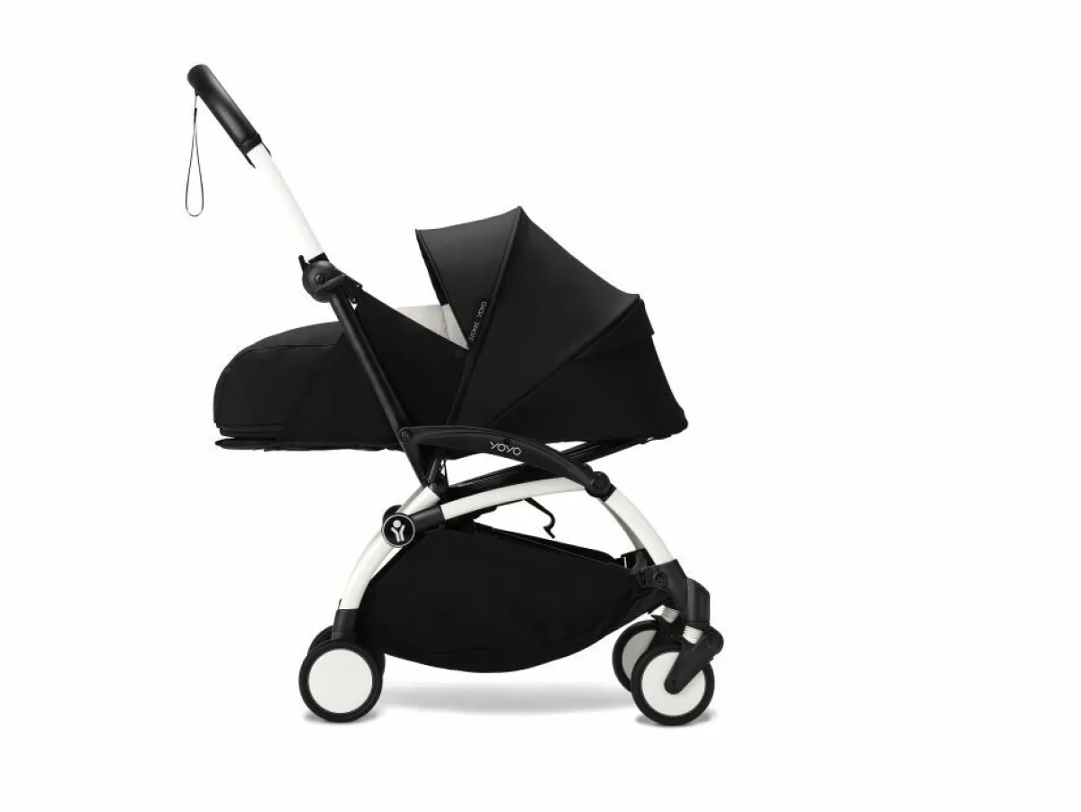 Stokke Combi Kinderwagens|Compacte Kinderwagens * YOYO³ Kinderwagen Compleet met 0+ Newborn Pack Black – White Frame Zwart