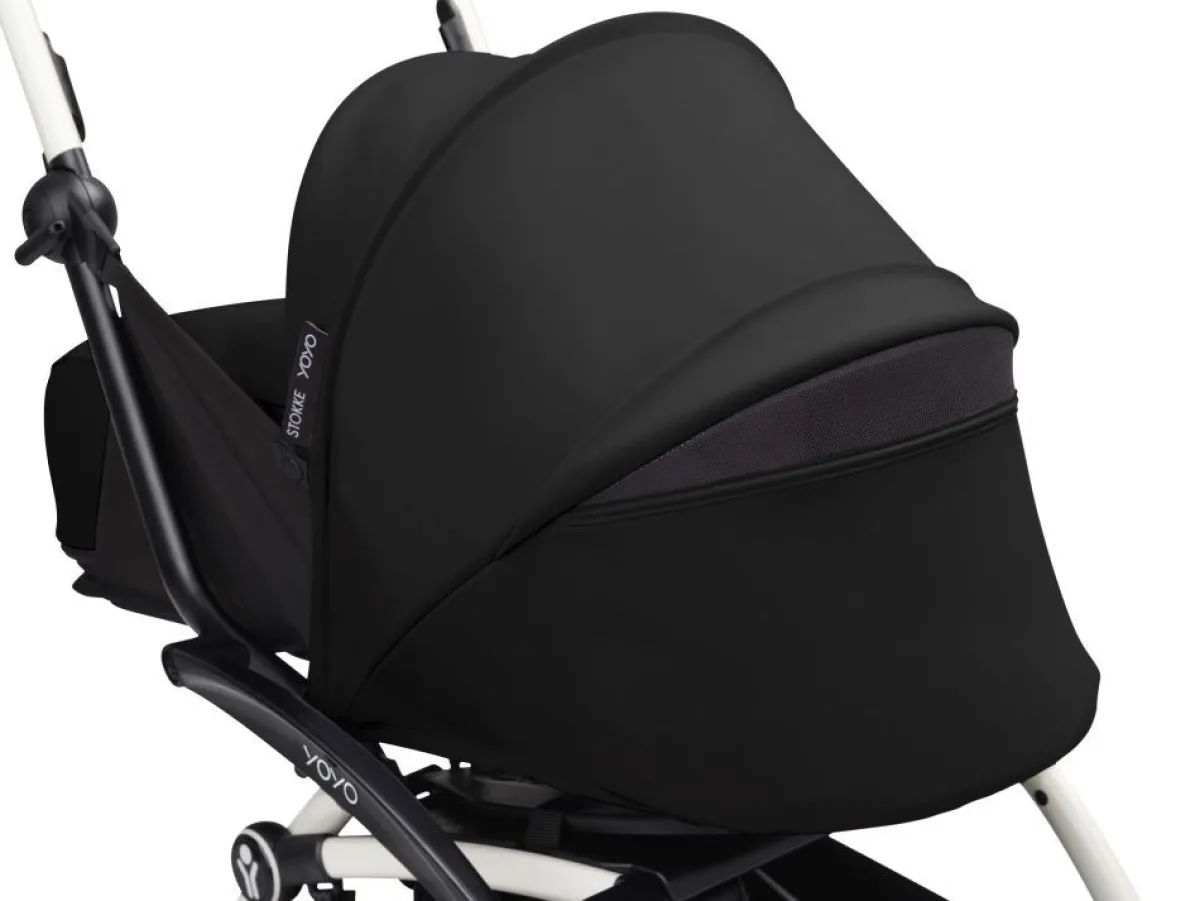 Stokke Combi Kinderwagens|Compacte Kinderwagens * YOYO³ Kinderwagen Compleet met 0+ Newborn Pack Black – White Frame Zwart