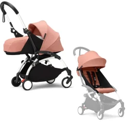Stokke Combi Kinderwagens|Compacte Kinderwagens * YOYO³ Kinderwagen Compleet met 0+ Newborn Pack Ginger – White Frame Oranje