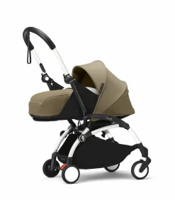 Stokke Combi Kinderwagens|Compacte Kinderwagens * YOYO³ Kinderwagen Compleet met 0+ Newborn Pack Toffee – White Frame Bruin