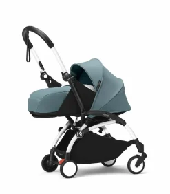 Stokke Combi Kinderwagens|Compacte Kinderwagens * YOYO³ Kinderwagen Compleet met 0+ Newborn Pack Aqua – White Frame Blauw