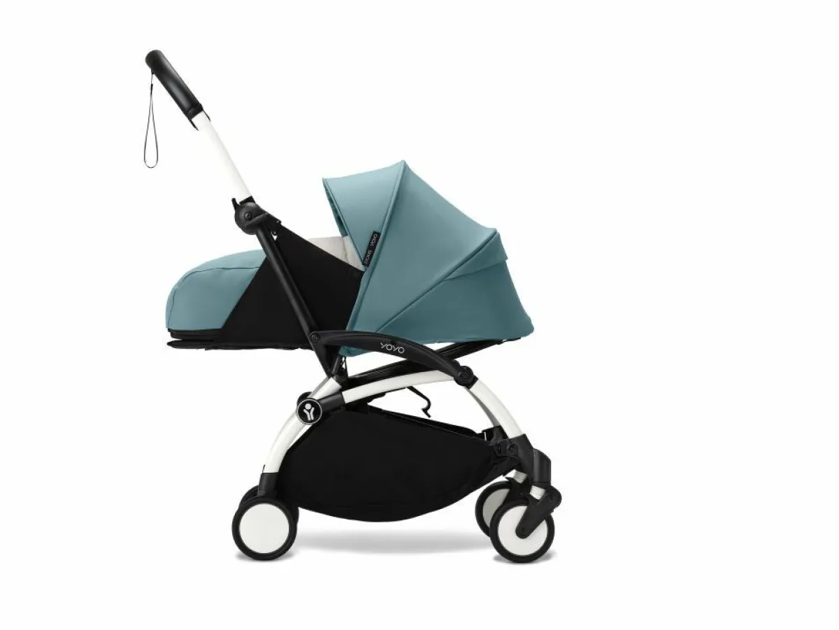 Stokke Combi Kinderwagens|Compacte Kinderwagens * YOYO³ Kinderwagen Compleet met 0+ Newborn Pack Aqua – White Frame Blauw