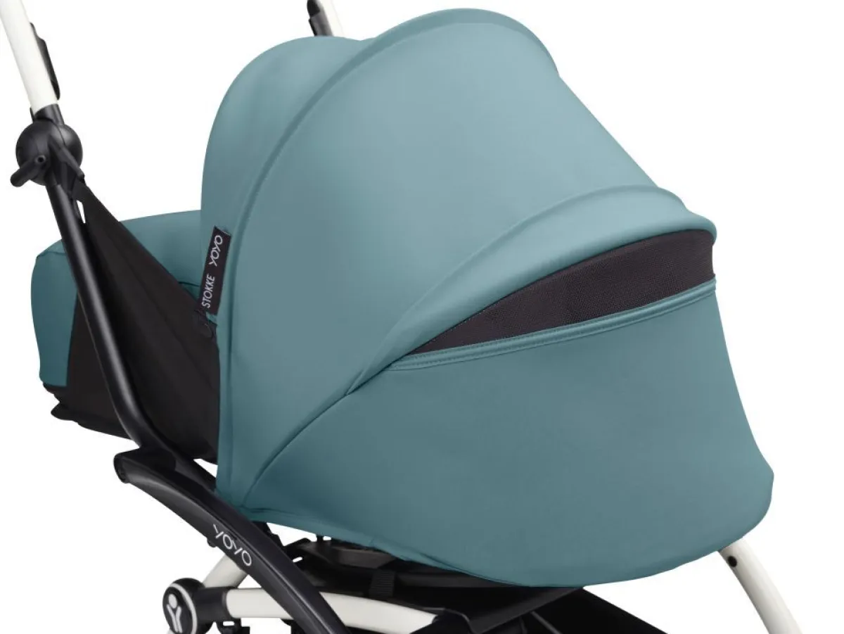 Stokke Combi Kinderwagens|Compacte Kinderwagens * YOYO³ Kinderwagen Compleet met 0+ Newborn Pack Aqua – White Frame Blauw