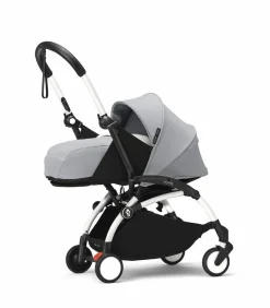 Stokke Combi Kinderwagens|Compacte Kinderwagens * YOYO³ Kinderwagen Compleet met 0+ Newborn Pack Stone – White Frame Grijs