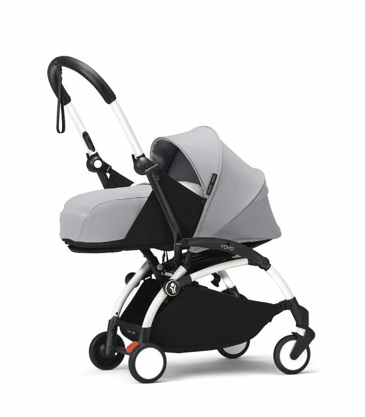 Stokke Combi Kinderwagens|Compacte Kinderwagens * YOYO³ Kinderwagen Compleet met 0+ Newborn Pack Stone – White Frame Grijs