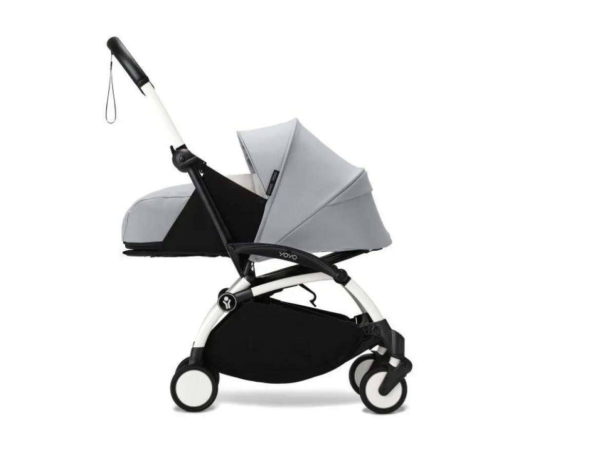 Stokke Combi Kinderwagens|Compacte Kinderwagens * YOYO³ Kinderwagen Compleet met 0+ Newborn Pack Stone – White Frame Grijs