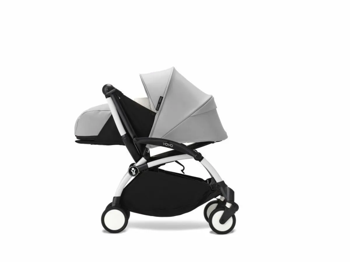 Stokke Combi Kinderwagens|Compacte Kinderwagens * YOYO³ Kinderwagen Compleet met 0+ Newborn Pack Stone – White Frame Grijs
