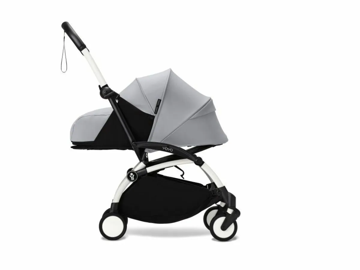 Stokke Combi Kinderwagens|Compacte Kinderwagens * YOYO³ Kinderwagen Compleet met 0+ Newborn Pack Stone – White Frame Grijs