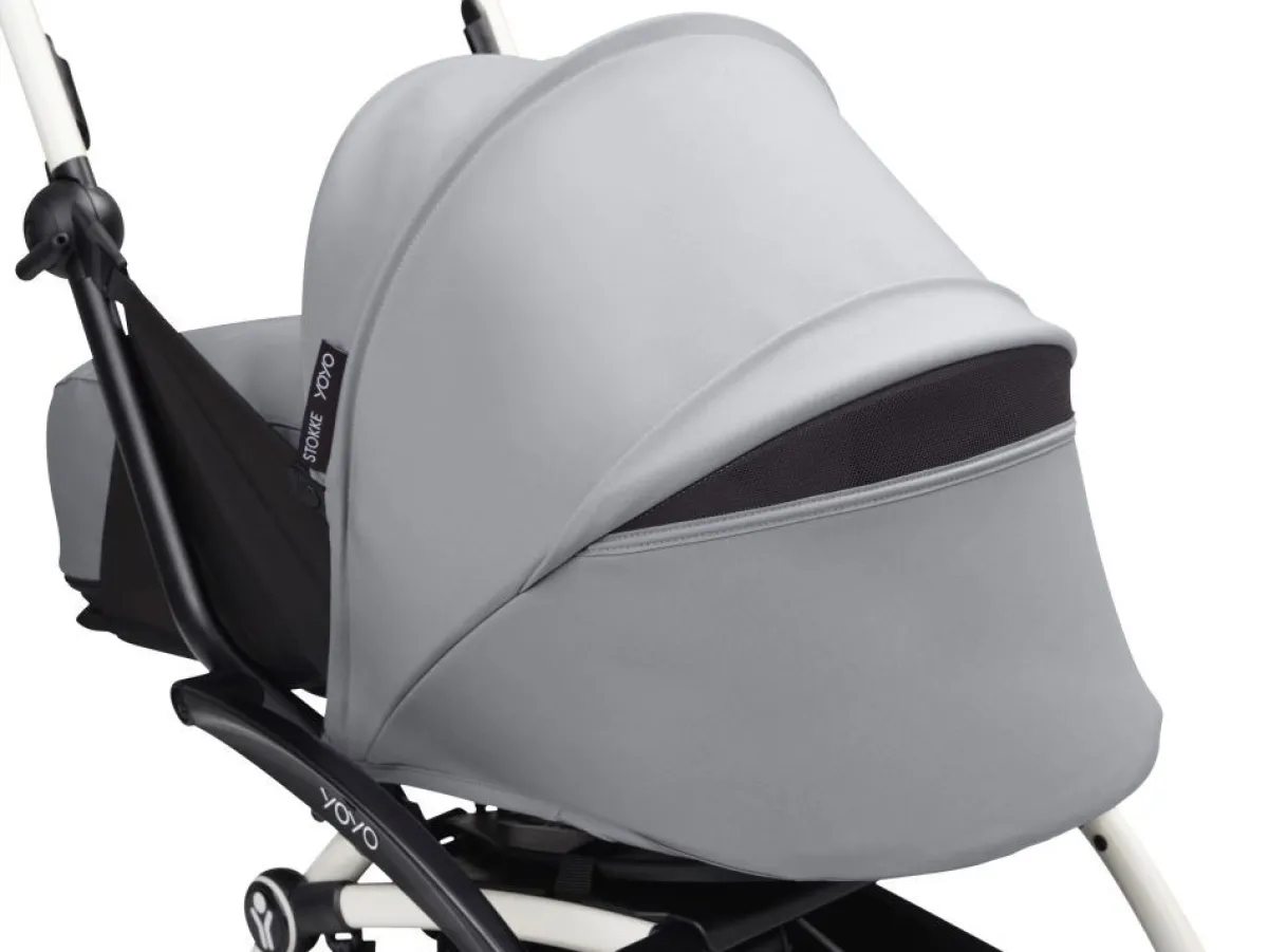 Stokke Combi Kinderwagens|Compacte Kinderwagens * YOYO³ Kinderwagen Compleet met 0+ Newborn Pack Stone – White Frame Grijs