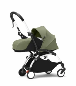 Stokke Combi Kinderwagens|Compacte Kinderwagens * YOYO³ Kinderwagen Compleet met 0+ Newborn Pack Olive – White Frame Groen