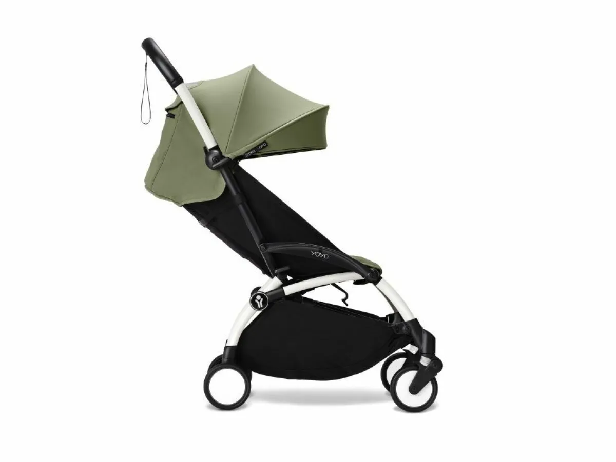 Stokke Combi Kinderwagens|Compacte Kinderwagens * YOYO³ Kinderwagen Compleet met 0+ Newborn Pack Olive – White Frame Groen
