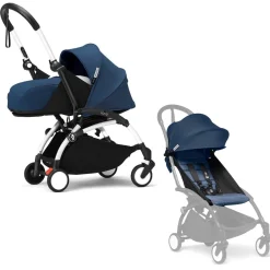 Stokke Combi Kinderwagens|Compacte Kinderwagens * YOYO³ Kinderwagen Compleet met 0+ Newborn Pack Air France Blue – White Frame Blauw