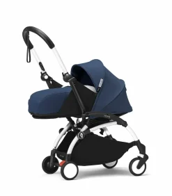 Stokke Combi Kinderwagens|Compacte Kinderwagens * YOYO³ Kinderwagen Compleet met 0+ Newborn Pack Air France Blue – White Frame Blauw