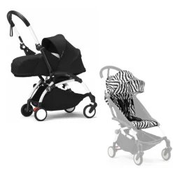 Stokke Combi Kinderwagens|Compacte Kinderwagens * YOYO³ Kinderwagen Compleet Zebra met 0+ Newborn Pack Black – White Frame Multicolor