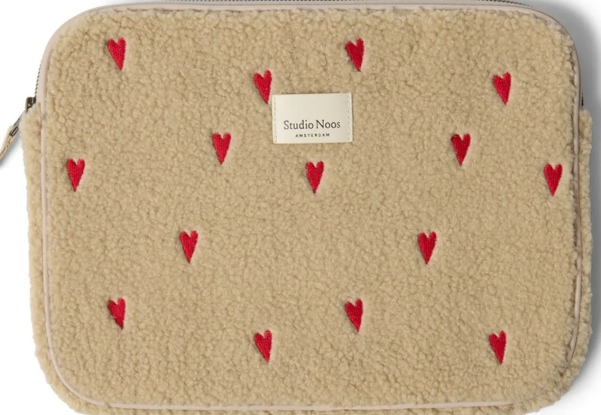 Studio Noos Verzorgingstassen|Verzorgingstassen * Laptop Sleeve Teddy Hearts Ecru 13 inch Beige