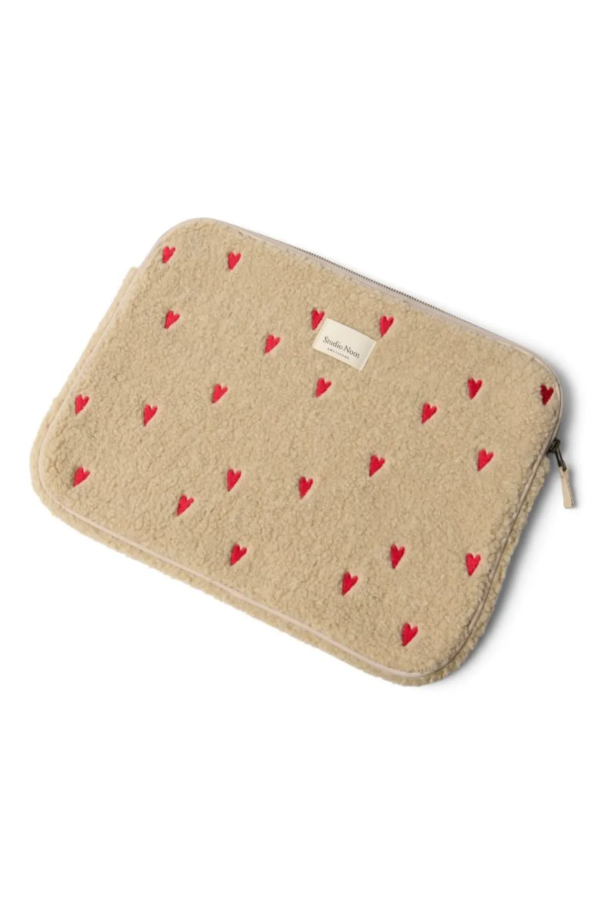 Studio Noos Verzorgingstassen|Verzorgingstassen * Laptop Sleeve Teddy Hearts Ecru 13 inch Beige