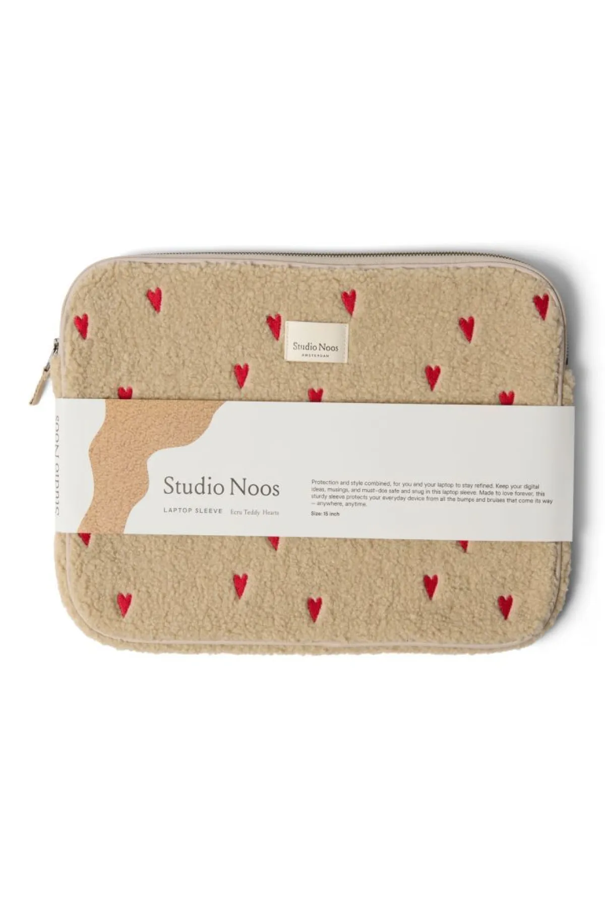 Studio Noos Verzorgingstassen|Verzorgingstassen * Laptop Sleeve Teddy Hearts Ecru 13 inch Beige