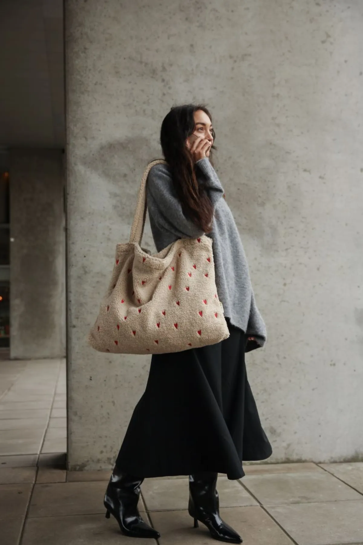 Studio Noos Verzorgingstassen|Verzorgingstassen * Mom Bag Teddy Hearts Ecru Beige