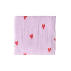 Studio Noos Hydrofiel Luiers * Swaddle Hearts Lilac 70 x 70 Paars