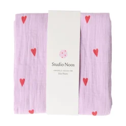 Studio Noos Wikkeldoeken * Swaddle Hearts Lilac 120 x 120 Paars