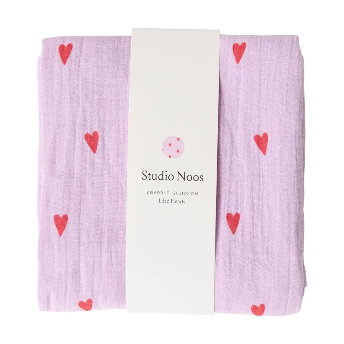 Studio Noos Wikkeldoeken * Swaddle Hearts Lilac 120 x 120 Paars
