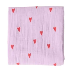 Studio Noos Wikkeldoeken * Swaddle Hearts Lilac 120 x 120 Paars