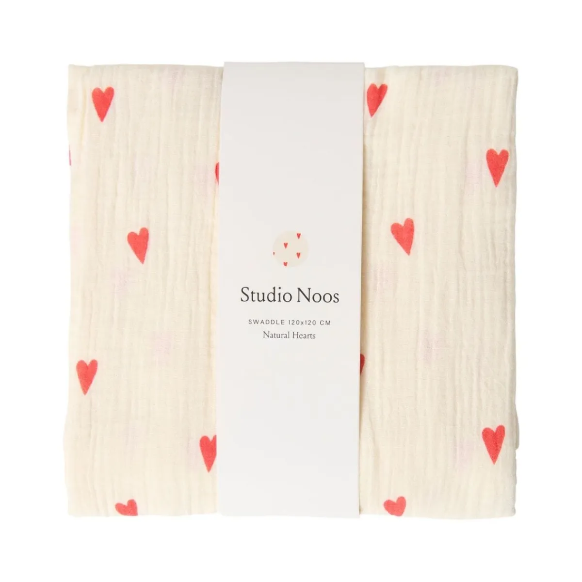 Studio Noos Wikkeldoeken * Swaddle Hearts Neutral 120 x 120 Naturel