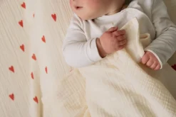 Studio Noos Wikkeldoeken * Swaddle Hearts Neutral 120 x 120 Naturel
