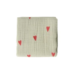 Studio Noos Hydrofiel Luiers * Swaddle Hearts Sage Green 70 x 70 Groen