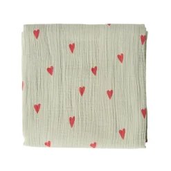 Studio Noos Wikkeldoeken * Swaddle Hearts Sage Green 120 x 120 Groen