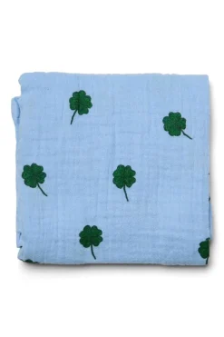 Studio Noos Hydrofiel Luiers * Swaddle Light Blue Clover 70 x 70 Blauw